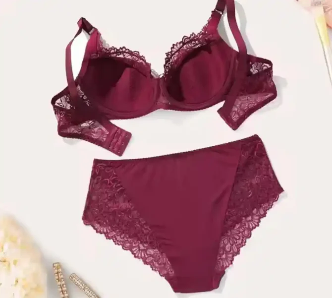 Ensemble Soutien-Gorge & Culotte en Dentelle Brodée – Élégance Sexy – Image 3