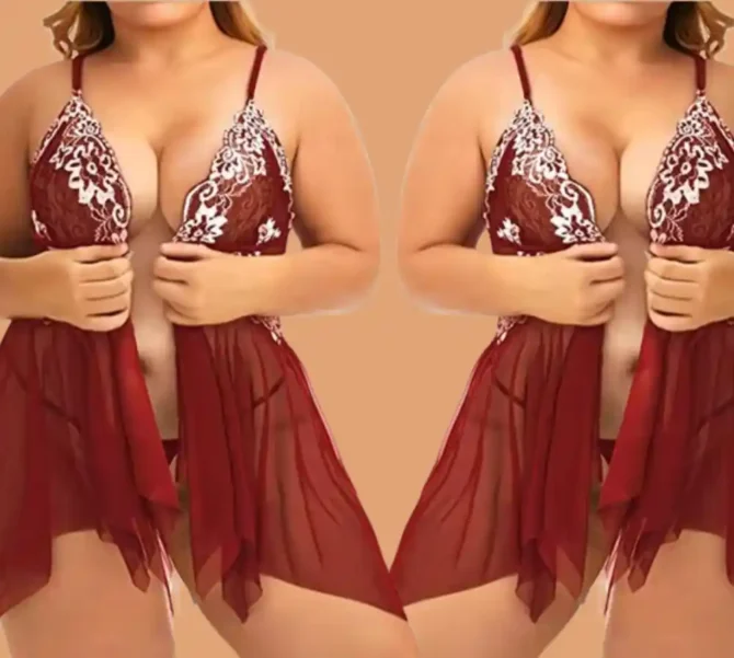 Nuisette Sexy en Dentelle Col V – Grande Taille S-5XL – Image 7