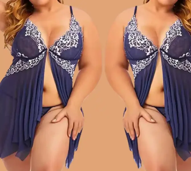 Nuisette Sexy en Dentelle Col V – Grande Taille S-5XL – Image 5