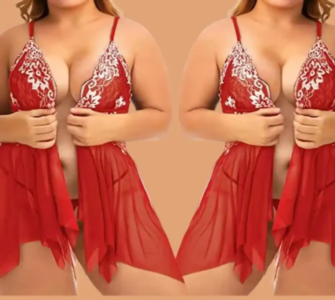 Nuisette Sexy en Dentelle Col V – Grande Taille S-5XL – Image 4