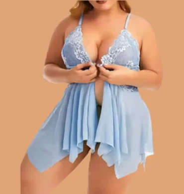 Nuisette Sexy en Dentelle Col V – Grande Taille S-5XL